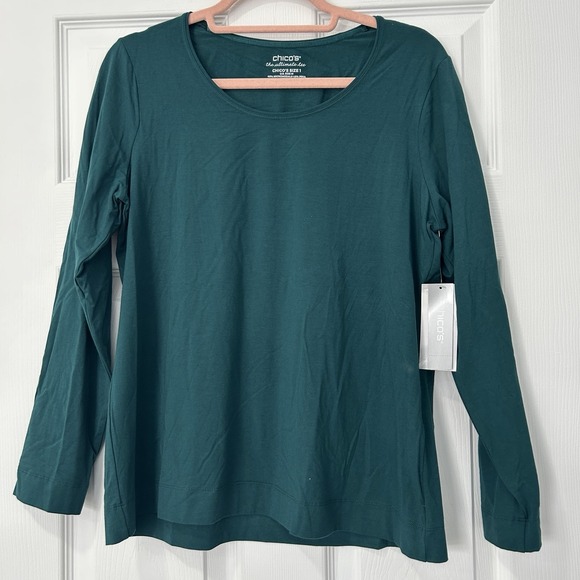 Chico's Tops - Chico's The Ultimate Tee Long Sleeve Women's Sz Medium Dark Green Casual Comfort